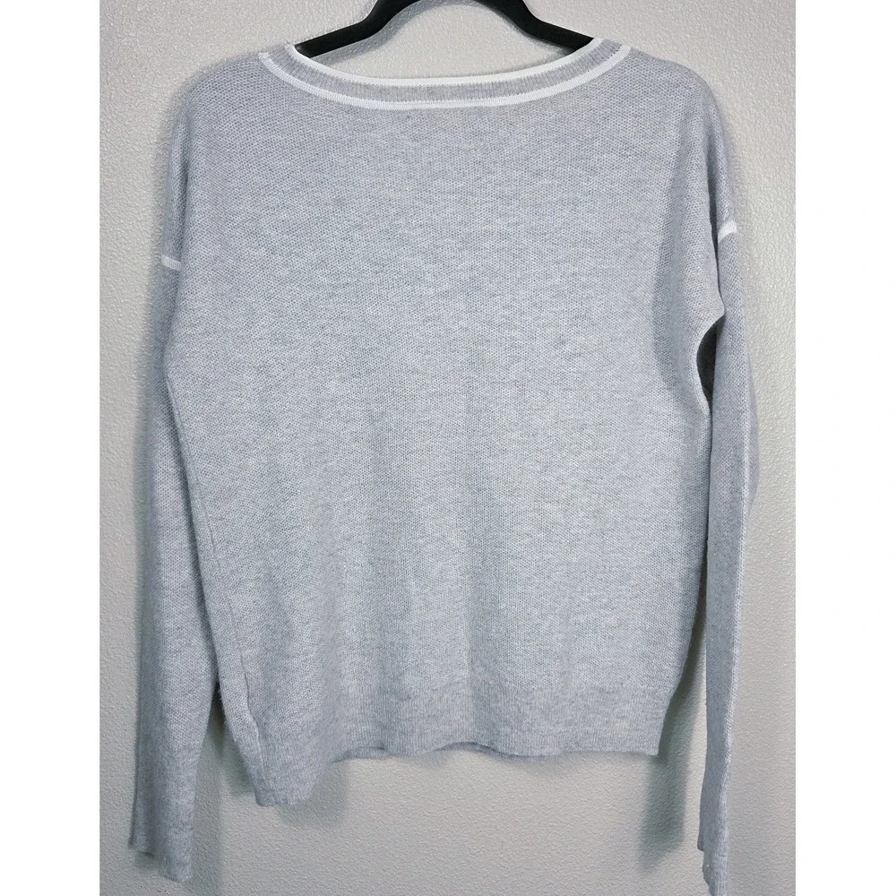 Banana Republic Filpucci Italian Yarn Sweater Gray White Trim‎ Size M